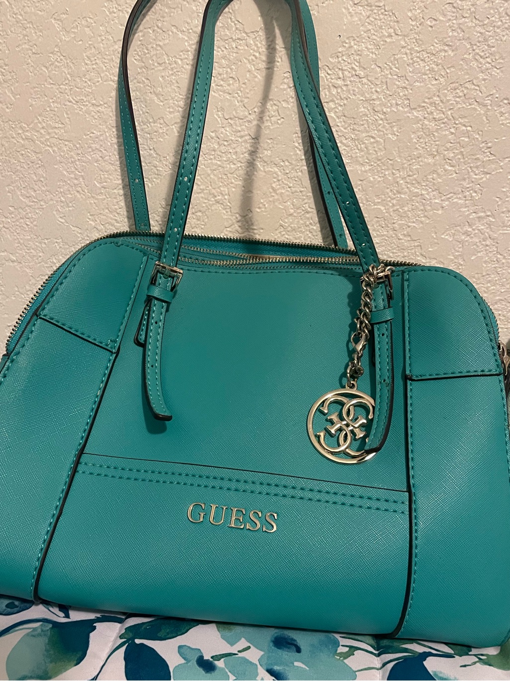 Guess Teal Dome Satchel Tote